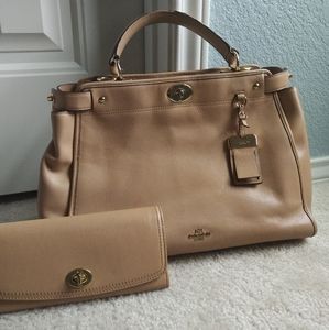 Tan coach purse and wallet